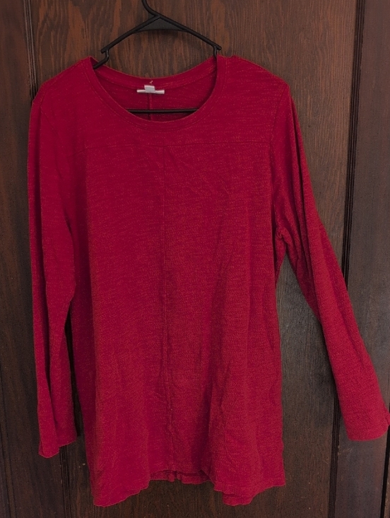 J. Jill Tops - J.Jill Women's Red Long-Sleeve Crewneck Tunic Cotton Top Size XL